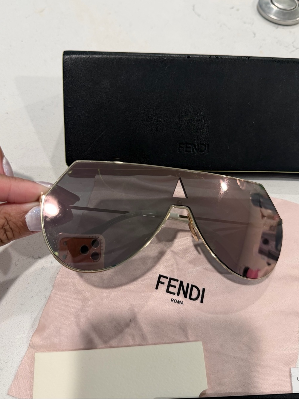 Fendi Oversized Shield Sunglasses in Pink Gradient FF0193 - Picture 2 of 9